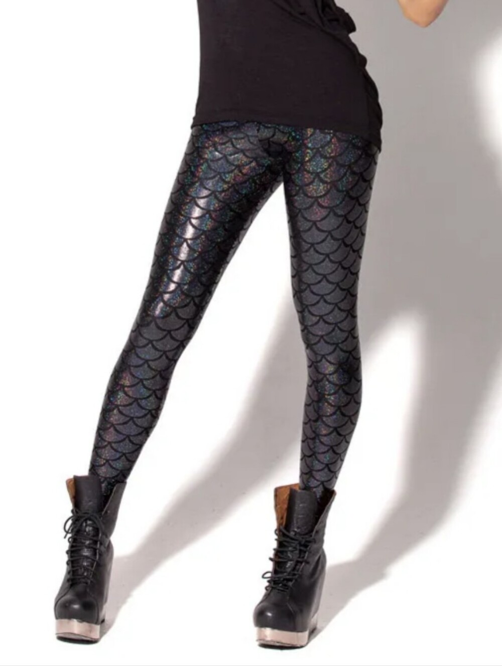 Black Milk Merman Black Iridescent Mermaid Scale Leggings S